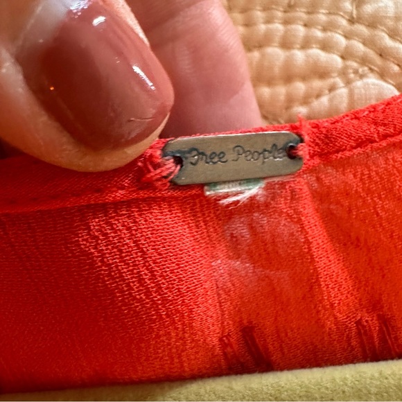 Free People Red Orange Gold Beaded Embellished Tank Top Tunic Festival Summer - Picture 7 of 8